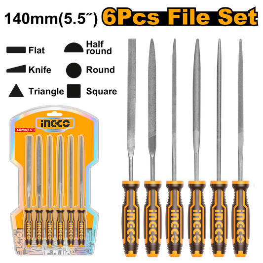 Ingco Needle File Set 140mm 6 Pcs