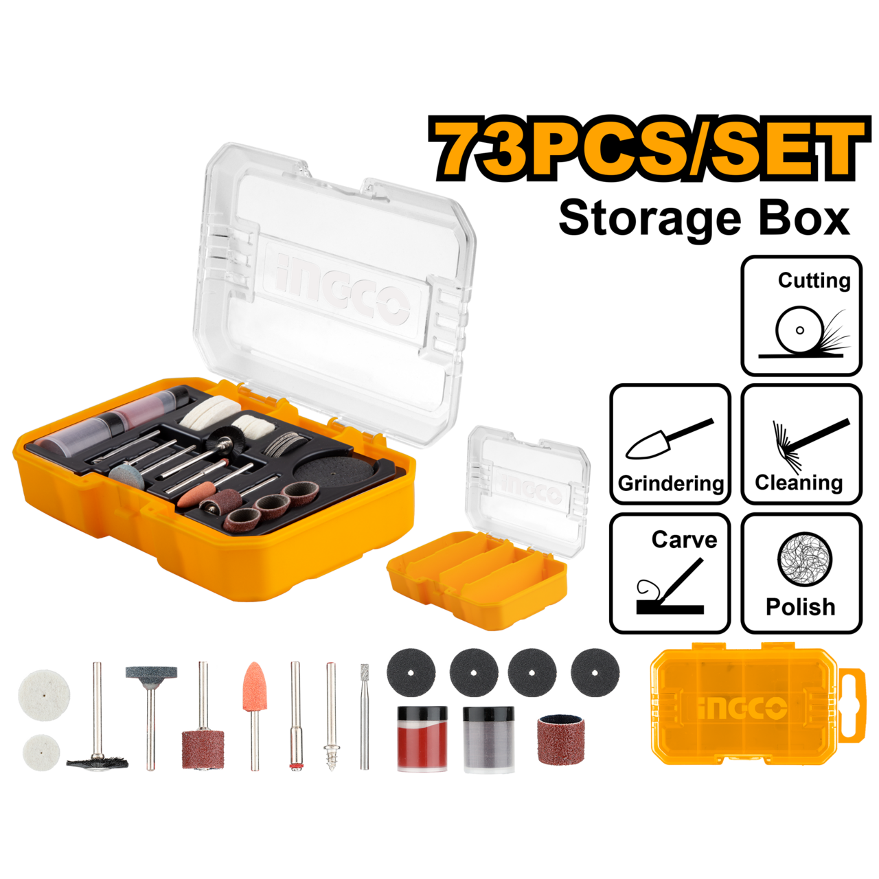 Ingco General use set for mini drill 73Pcs