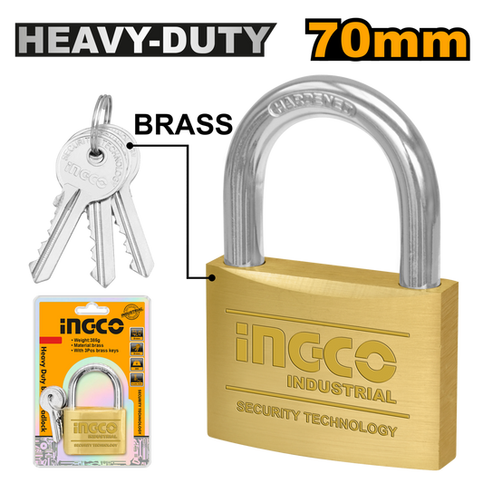 Ingco Heavy Duty Brass Padlock 70mm