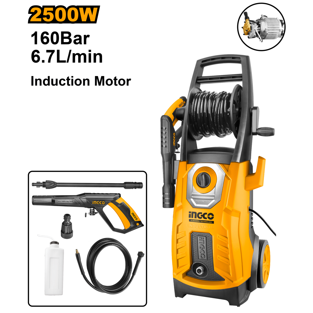 Ingco -High Pressure Washer 2500w 160 Bar