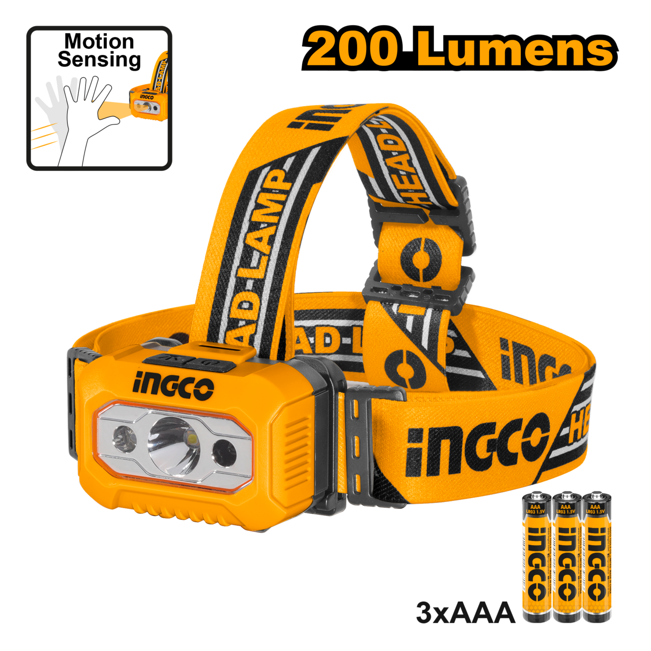 Ingco Headlamp 91m Beam 200 Lumen