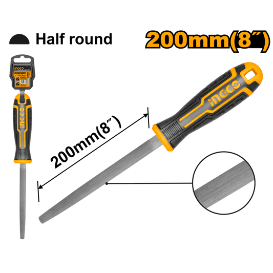 Ingco Half Round Steel File 200mm