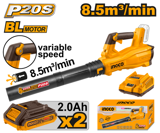 Ingco Cordless Leaf Blower Brushless 20V Kit - Variable Speed