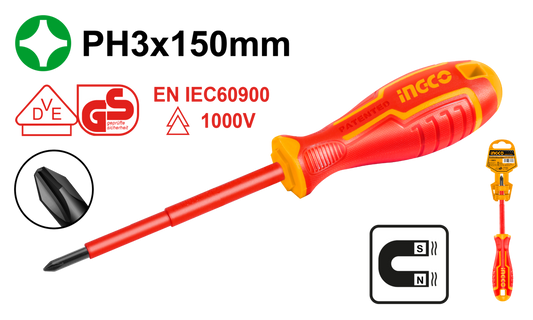 Ingco Screwdriver insulated PH3 X 150mm