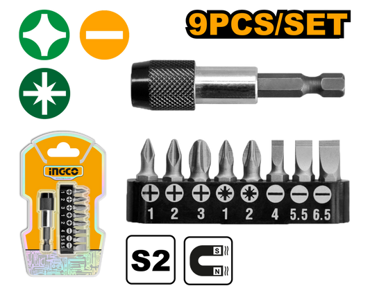 Ingco Screwdriver Bits Assortment 9Pcs