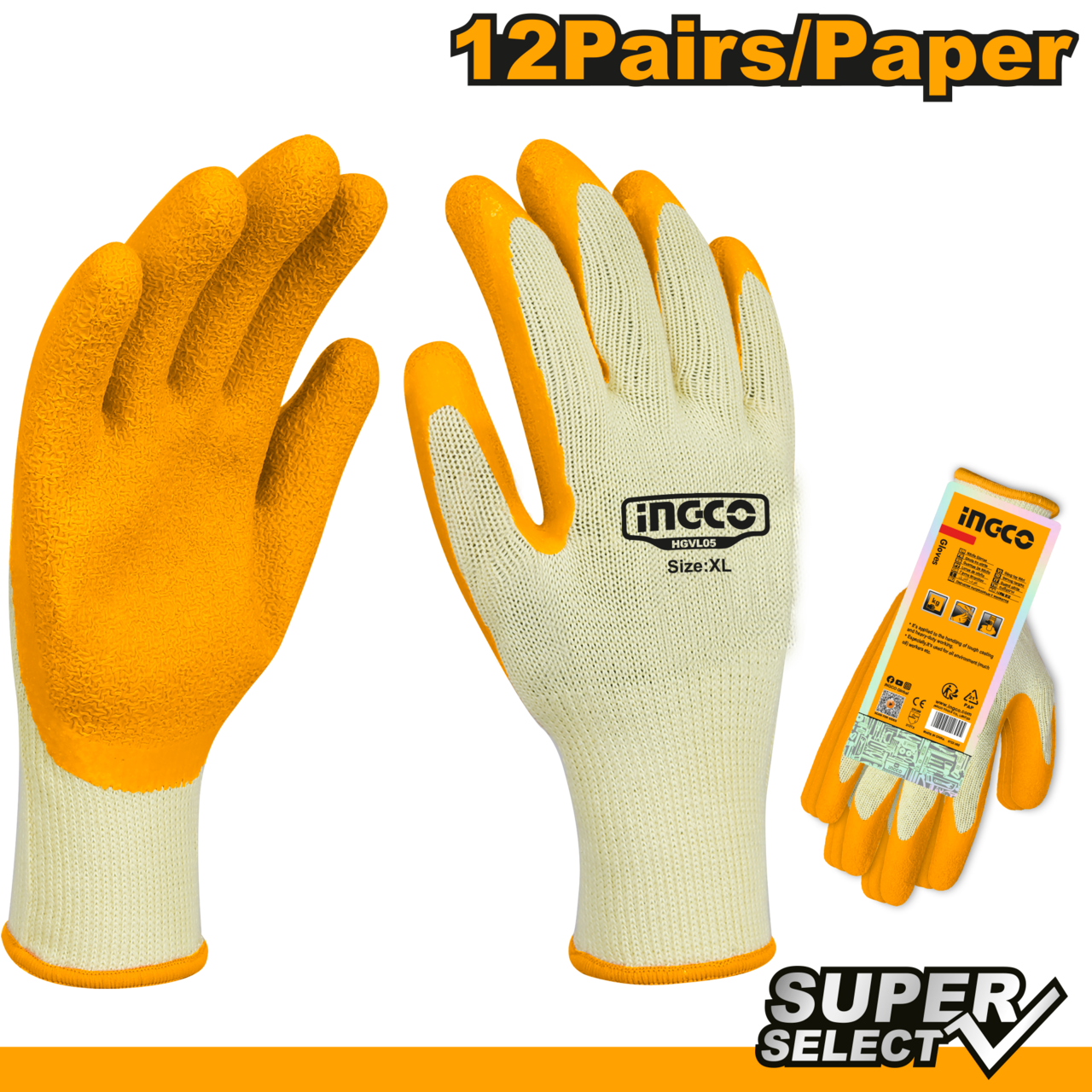 Ingco Latex Gloves XL