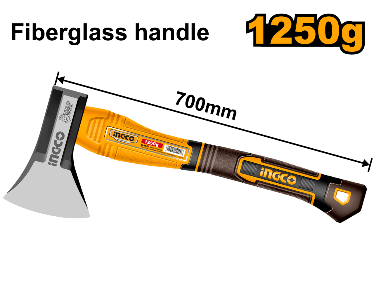Ingco Axe 1.25kg Fiberglass Handle