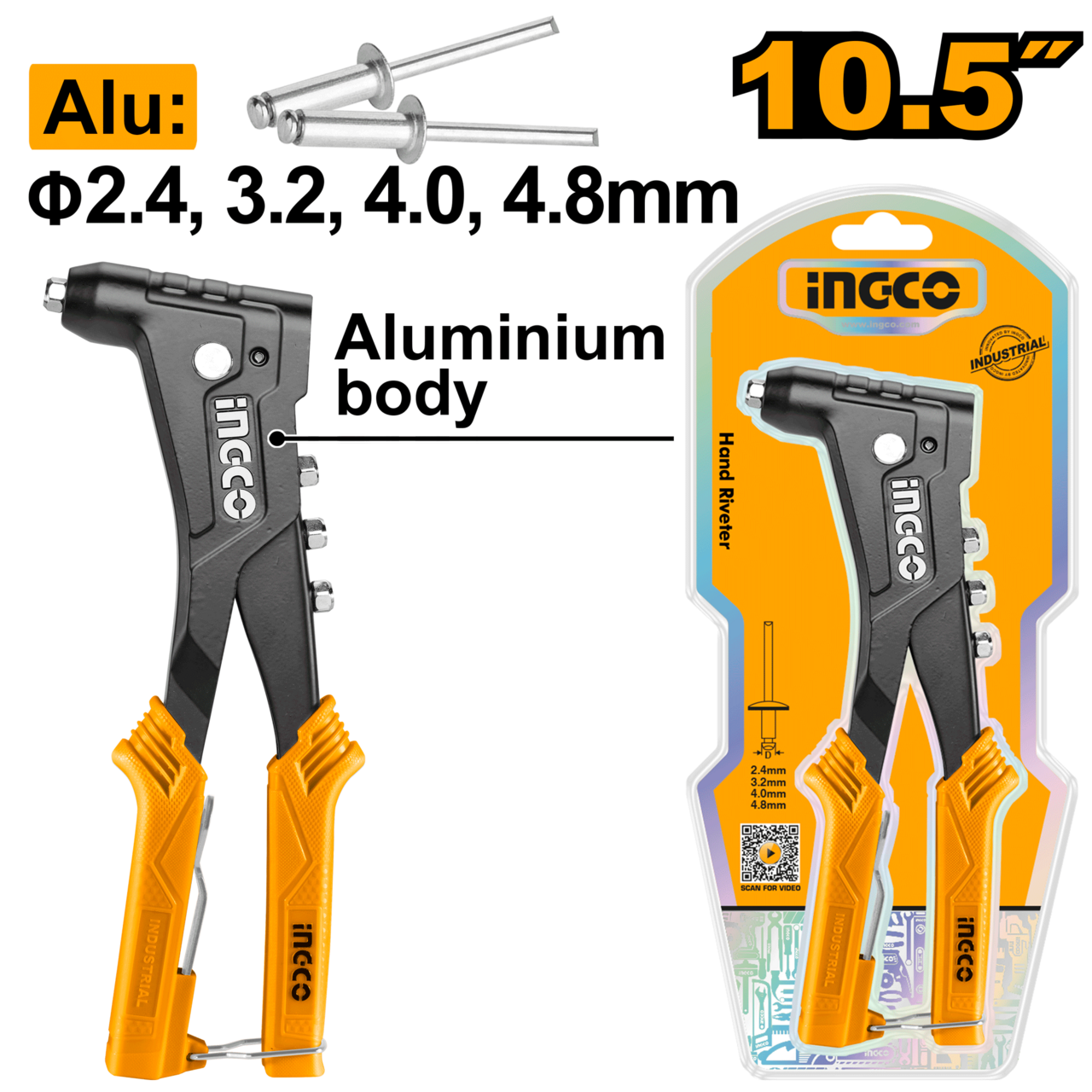 Ingco Hand Riveter 2.4mm - 4.8mm – Northern Bolt & Tool