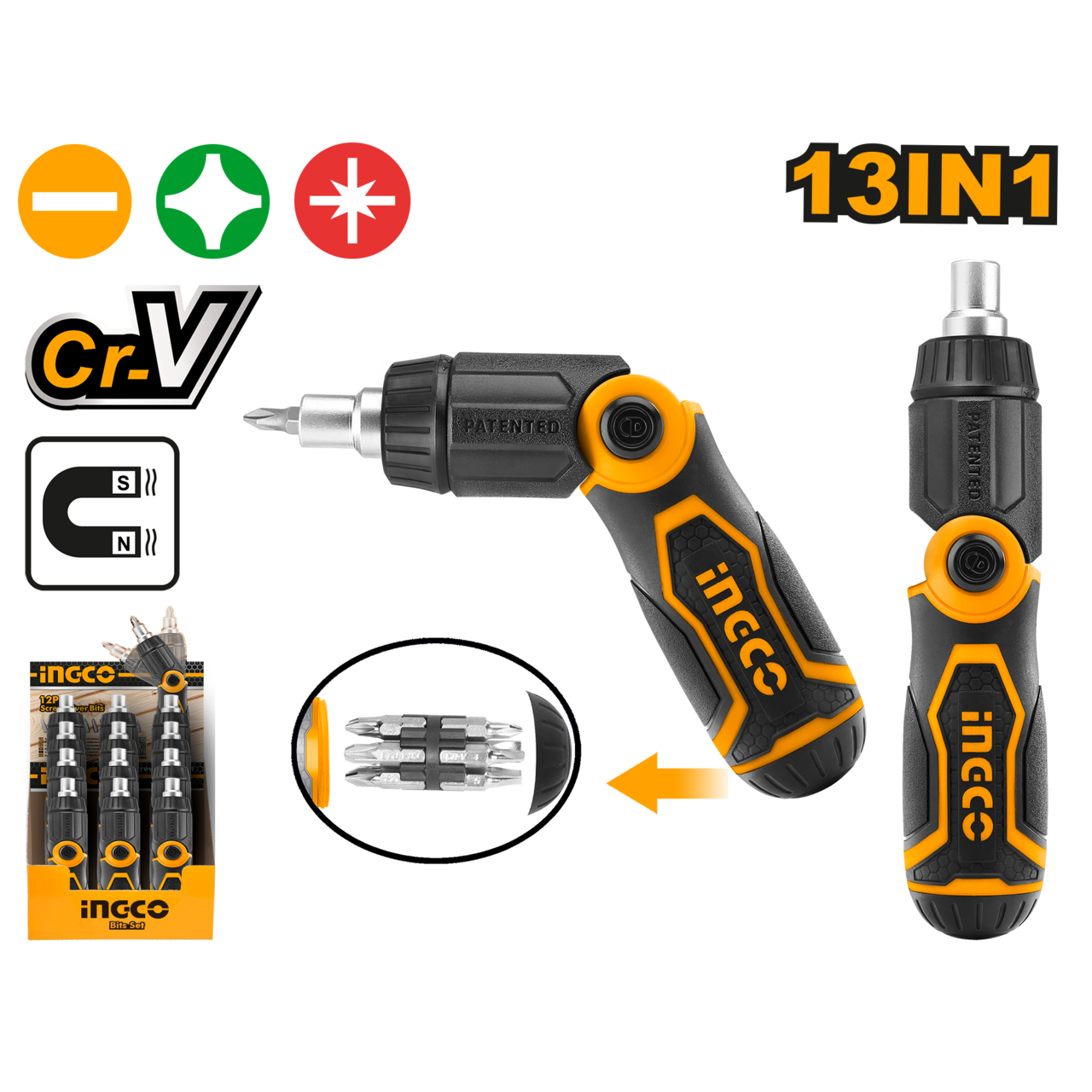 Ingco Ratchet Screwdriver Set 13 in 1