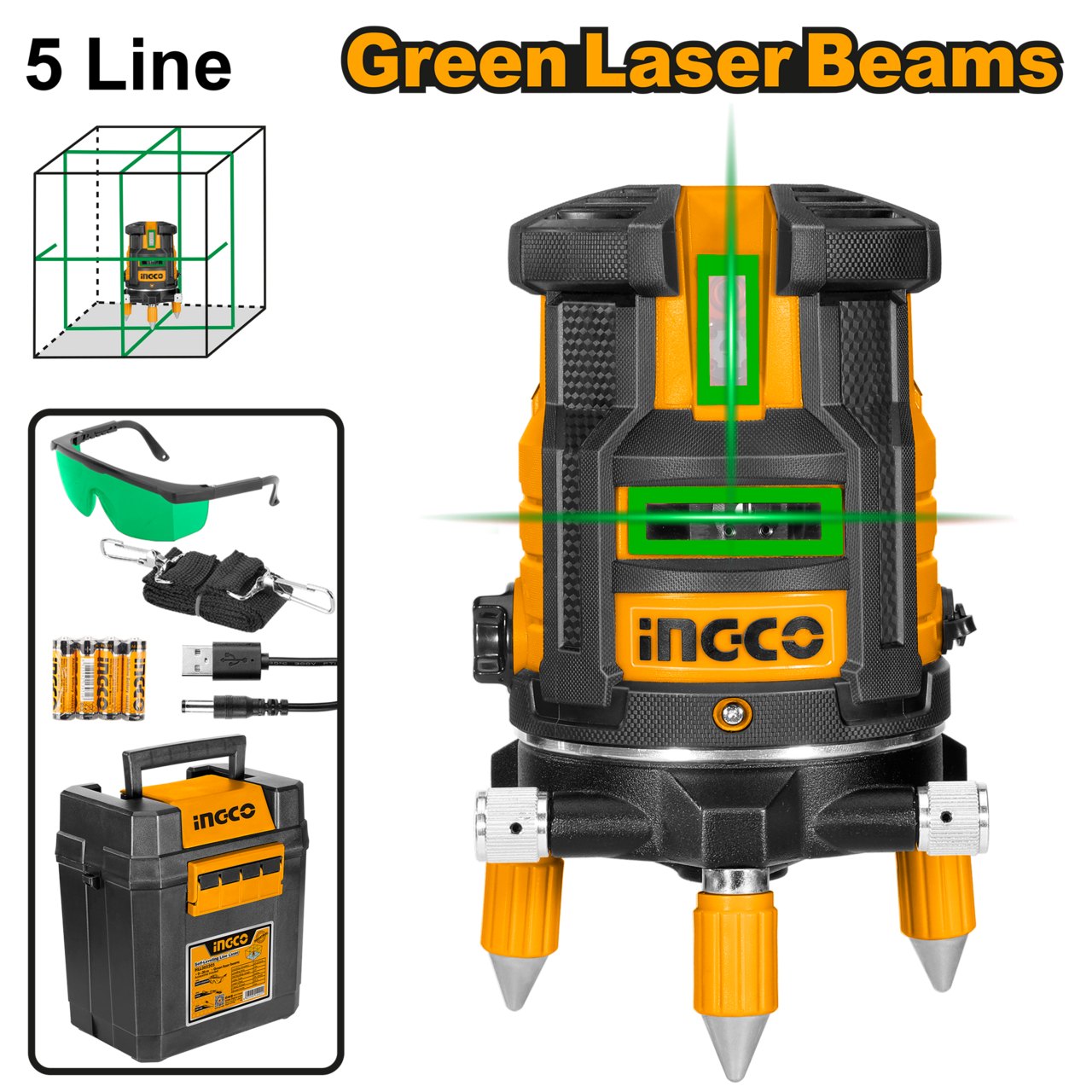Ingco Self-Leveling Line Laser (Green Laser Beams) – Northern Bolt & Tool