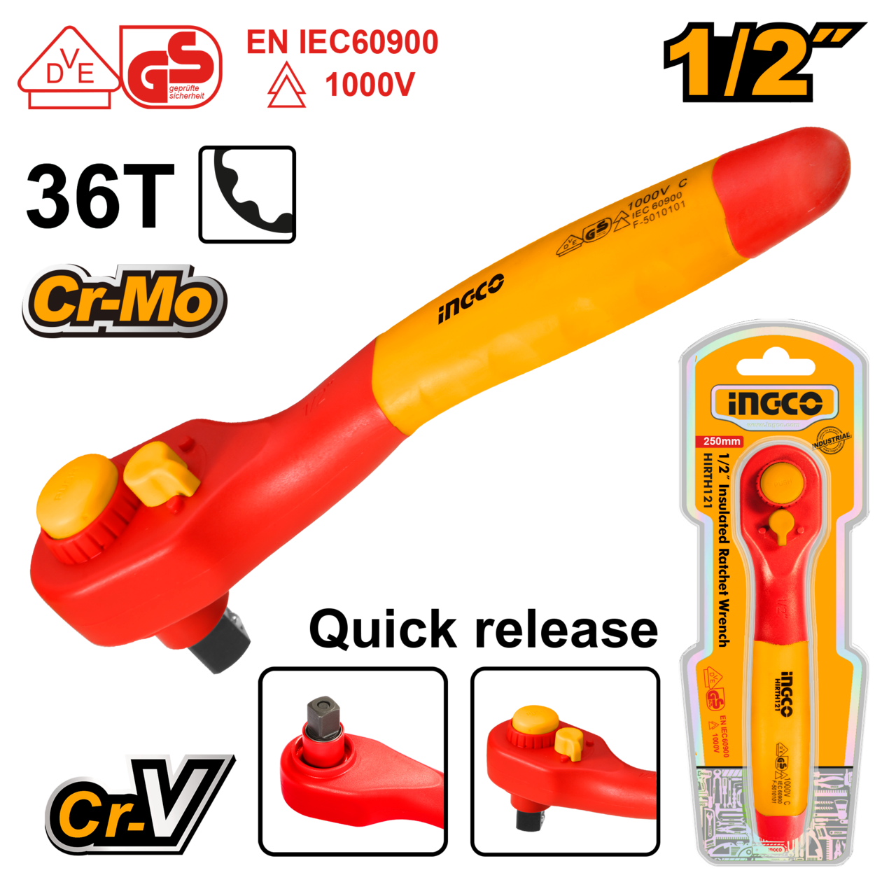 Ingco 1/2" Insulated ratchet wrench