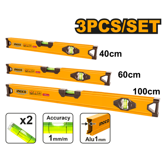 Ingco 3 Pieces spirit level set
