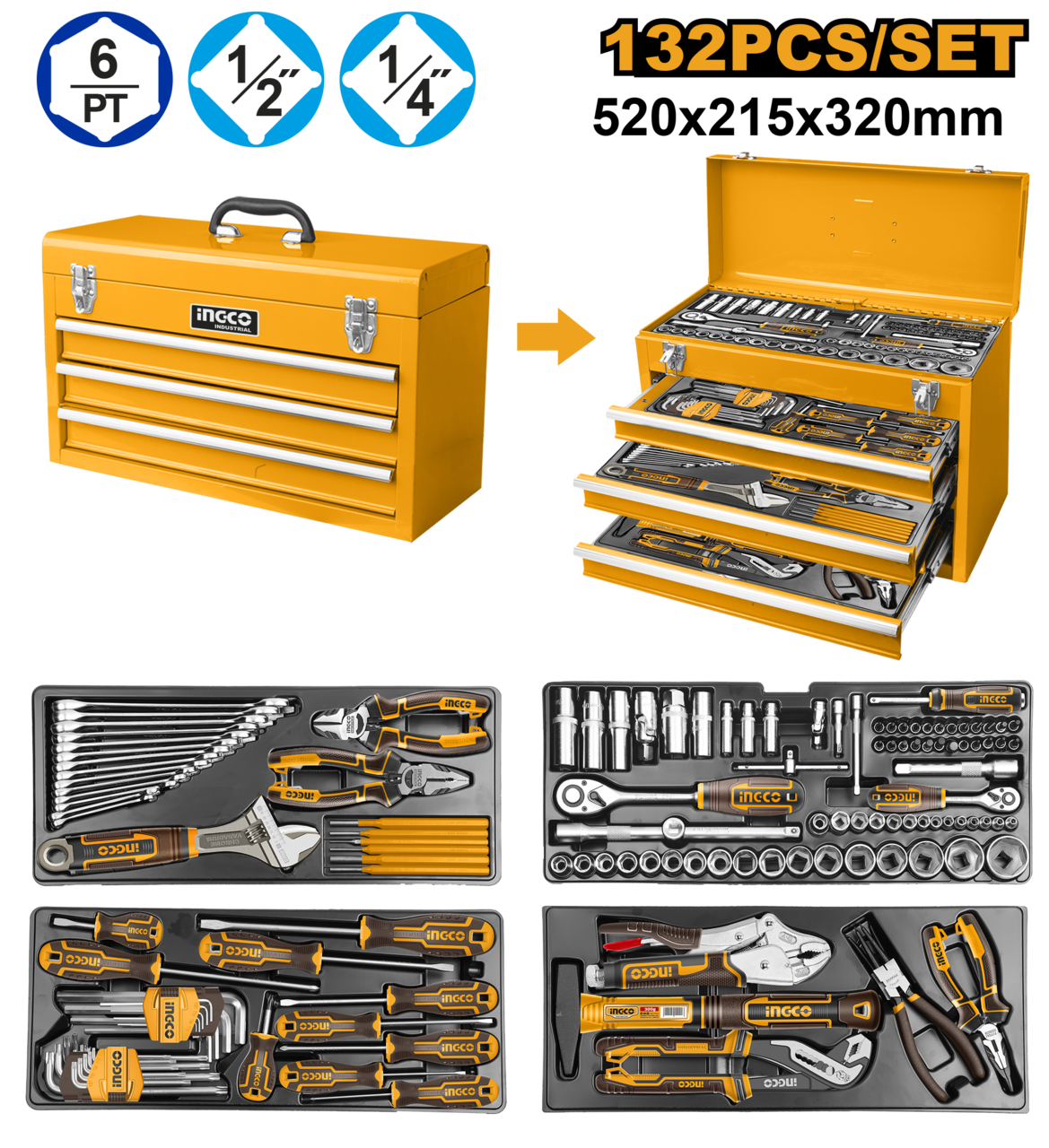 Ingco - 132 Piece tool chest set
