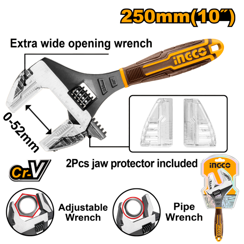 Ingco 2 IN 1 adjustable wrench 250MM