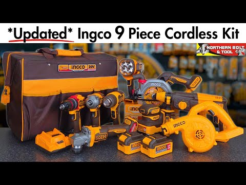Ingco 9 Piece Cordless Industrial Combo Kit COSLI250381