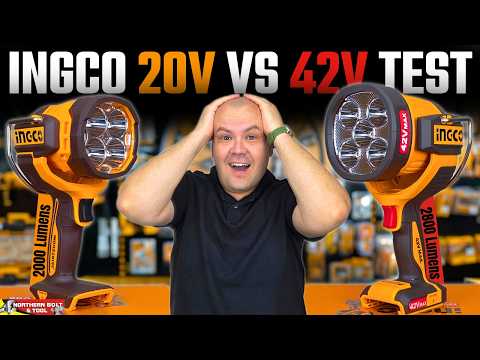 Ingco 20V vs 42V Test: Ingco cordless work lamp video