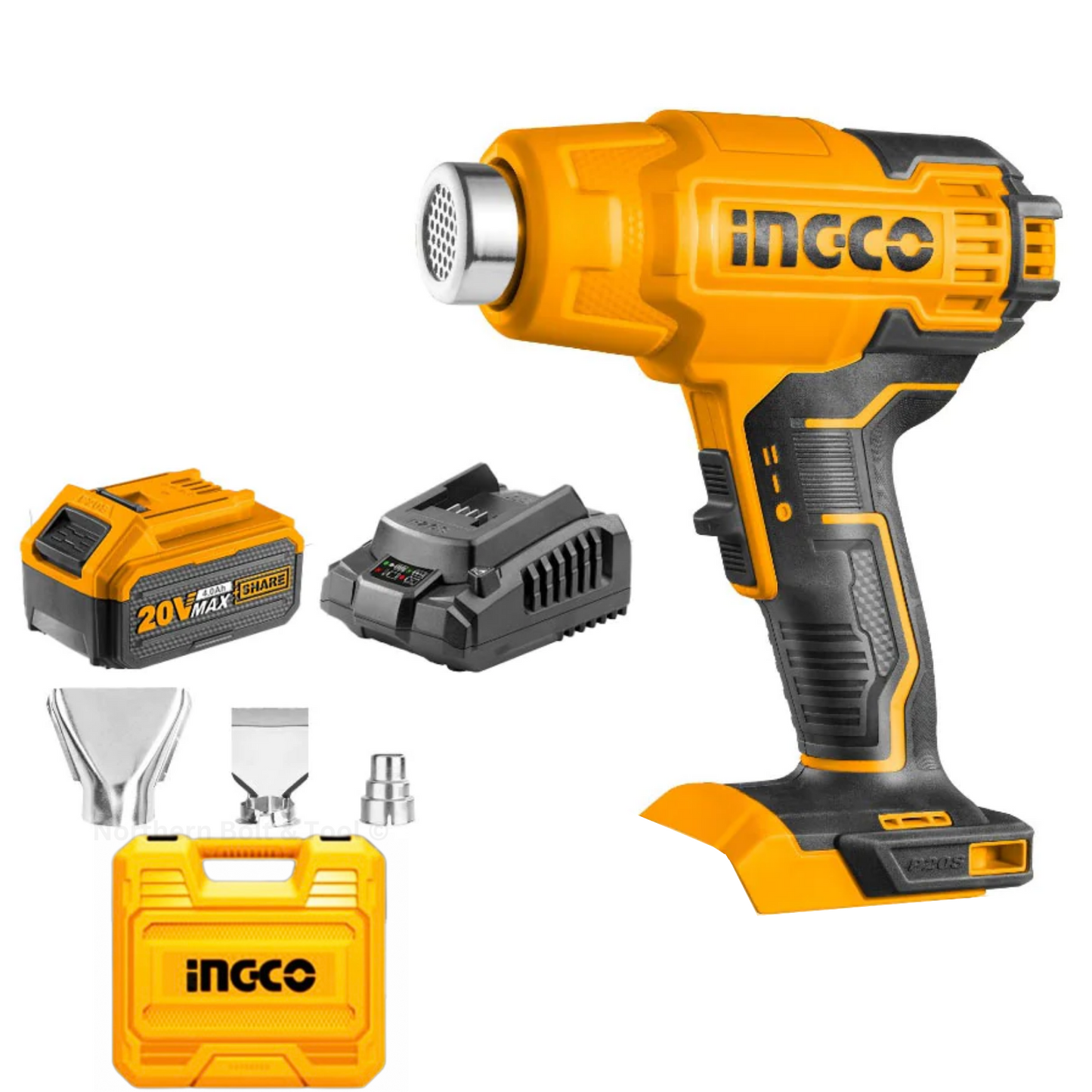 Ingco Cordless Heat Gun Kit with Carry Case HGLI20025