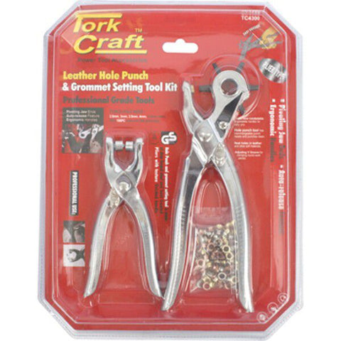 Tork Craft Leather Hole Punch and Grommet Setting Tool Kit - Comes With 100PC 5MM Eyelets