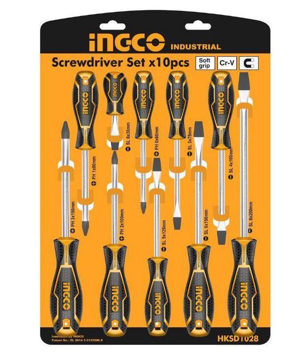 Ingco - Screwdriver Set - 10 Piece (Chrome Vanadium)