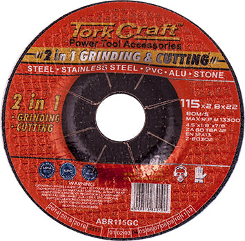 2 in 1 grinding & cutting disc 115mm x 2.8 x 0.22 steel/ss/pva/alu/sto