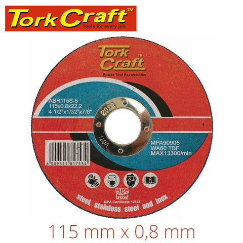 Tork Craft Cutting Disc Steel & Ss 115 X 0.8 X 22.2 Mm