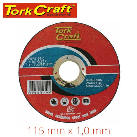 Tork Craft Cutting Disc Steel & Ss 115 X 1.0 X 22.2 Mm