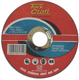 Tork Craft CUTTING DISC STEEL & SS 115 x 1.6 x 22.2MM