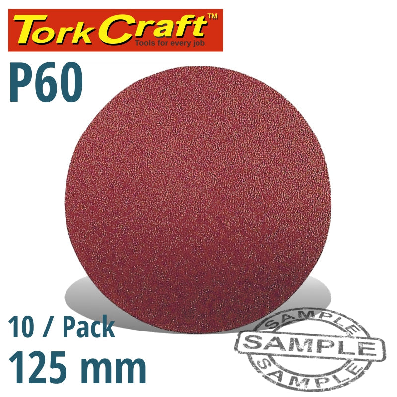 Sanding Disc 125Mm No Hole 60 Grit 10/Pack Hook And Loop