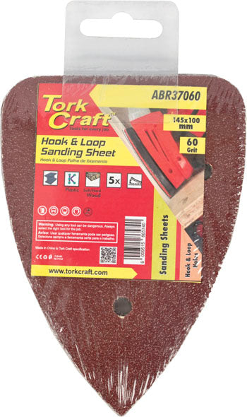 sanding tri - 60 grit 145 x 145 x 100mm 5/pack for tcms hook and loop