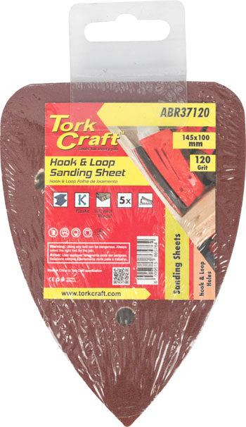 sanding tri - 120 grit 145 x 145 x 100mm 5/pack for tcms hook and loop