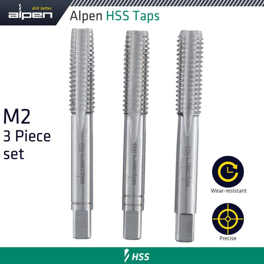 Hand Tap Set In Pouch M2 Hss 0.5Mm Pitch freeshipping - Africa Tool Distributors