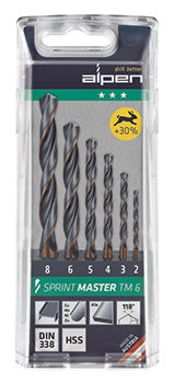 Alpen Sprint Master Drill Set Tm6 6-Pcs 2 - 3 - 4 - 5 - 6 - 8Mm Hss Set freeshipping - Africa Tool Distributors