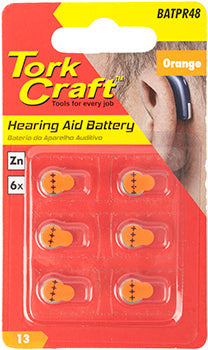 Tork Craft PR48 ZINC-AIR HEARING AID BATTERY X6 PACK ORANGE