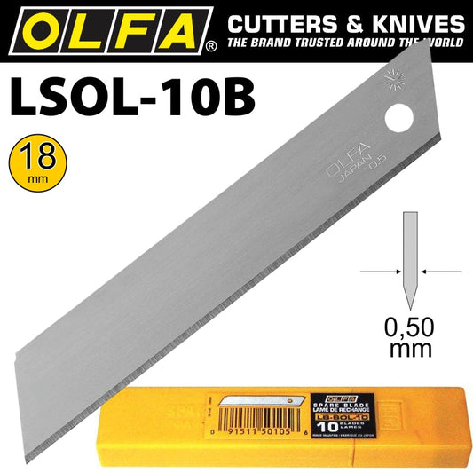OLFA BLADES 18MM NON SEGMENTED 18MM