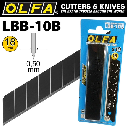 Olfa BLADES EXCEL BLACK 10/PK CARDED ULTRA SHARP 18MM