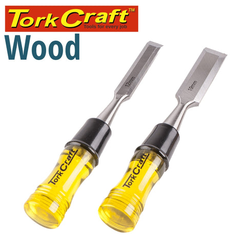 Tork Craft Wood Chisel 100Mm Blade 2Pc 12/19Mm With Pvc Handle freeshipping - Africa Tool Distributors