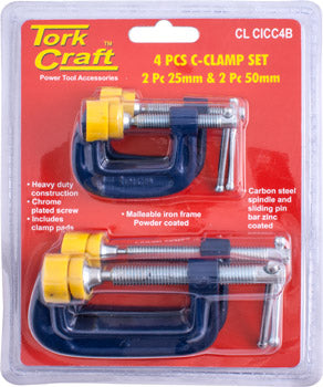 Tork Craft CLAMP C - TYPE  4PCS SET KIT 2 X 25 & 50MM