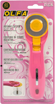 OLFA ROTARY SPLASH CUTTER 45MM BLADE R/L HANDED PINK