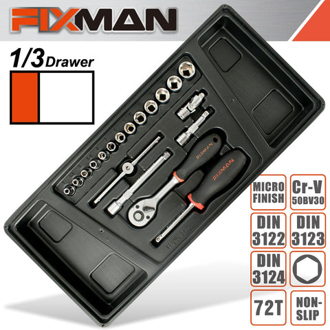 Fixman Tray 19 Piece 1/4' Drive Sockets And Accessories freeshipping - Africa Tool Distributors