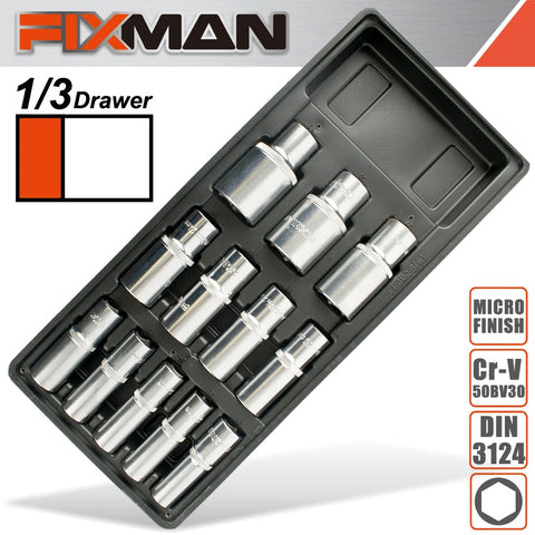 Fixman Tray 12 Piece 1/2' Drive Deep Sockets freeshipping - Africa Tool Distributors