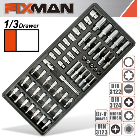 Fixman Tray 57 Piece 1/4' Drive Sockets And Accessories freeshipping - Africa Tool Distributors