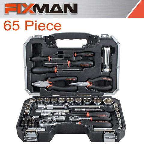 Fixman 65 Piece 1/4' & 1/2' Drive Socket Tool Set freeshipping - Africa Tool Distributors