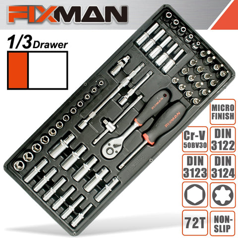 Fixman Tray 56 Piece 1/4' Drive Sockets And Accessories freeshipping - Africa Tool Distributors