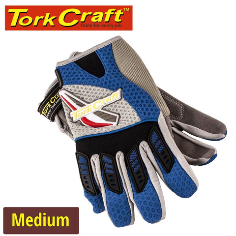 Tork Craft Mechanics Glove Medium Synthetic Leather Palm Air Mesh Back Blue freeshipping - Africa Tool Distributors