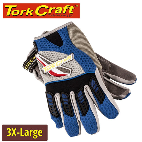 Tork Craft Mechanics Glove 3Xl Large Synthetic Leather Palm Air Mesh Back Blue freeshipping - Africa Tool Distributors