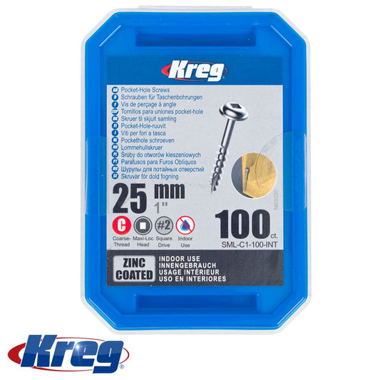 Kreg Zinc Pocket Hole Screws 25Mm 1.00' #8 Coarse Thread Mx Loc 100Ct freeshipping - Africa Tool Distributors