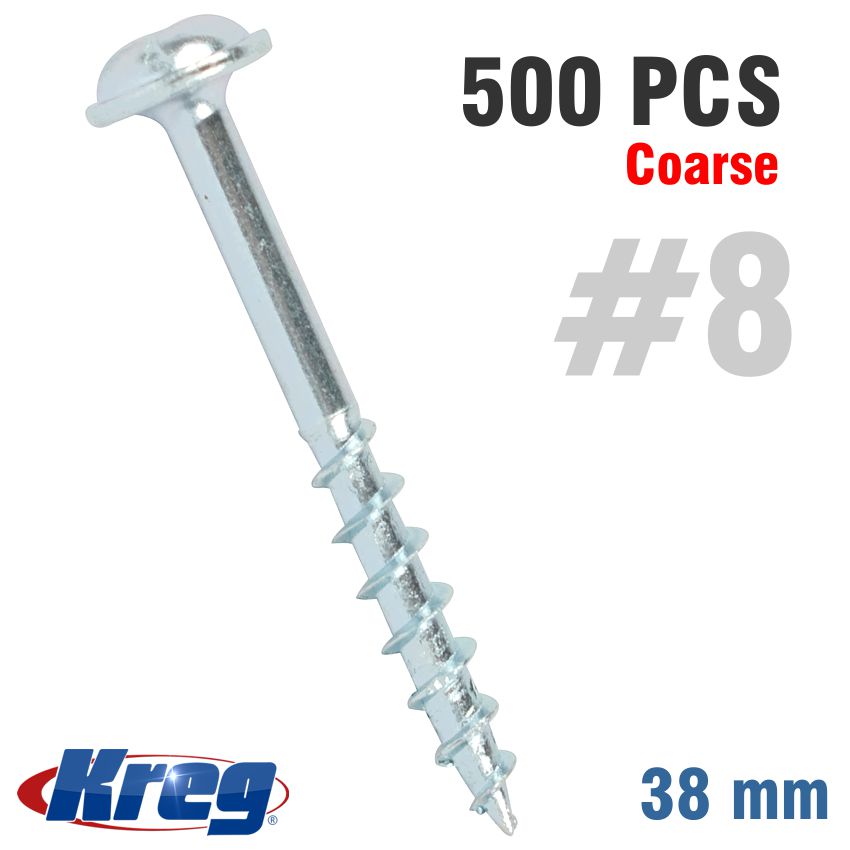 Kreg Zinc Pocket Hole Screws 38Mm 1.50' #8 Coarse Thread Mx Loc 500Ct freeshipping - Africa Tool Distributors