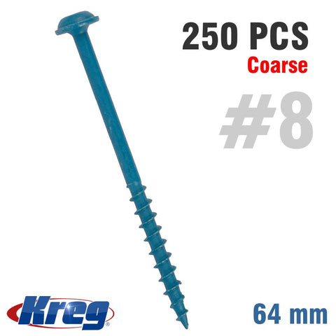 Kreg Blue Kote Pocket Hole Screws 64Mm 2.50' #8 Coarse Thread Mx Loc 2 freeshipping - Africa Tool Distributors