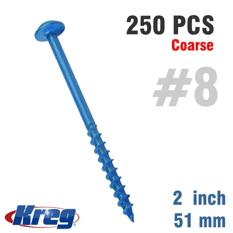 Kreg Blue Kote Pocket Hole Screws 51Mm 2.00' #8 Coarse Thread Mx Loc 2 freeshipping - Africa Tool Distributors