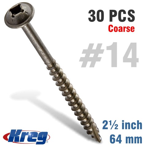 Kreg Pocket Hole Screws 2-1/2' #8 Coarse Washer Head 30Ct Hd freeshipping - Africa Tool Distributors